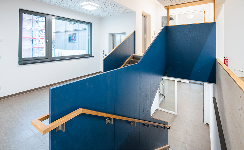 Innenperspektive Treppenraum Erweiterung und Sanierung Grundschule Petershausen