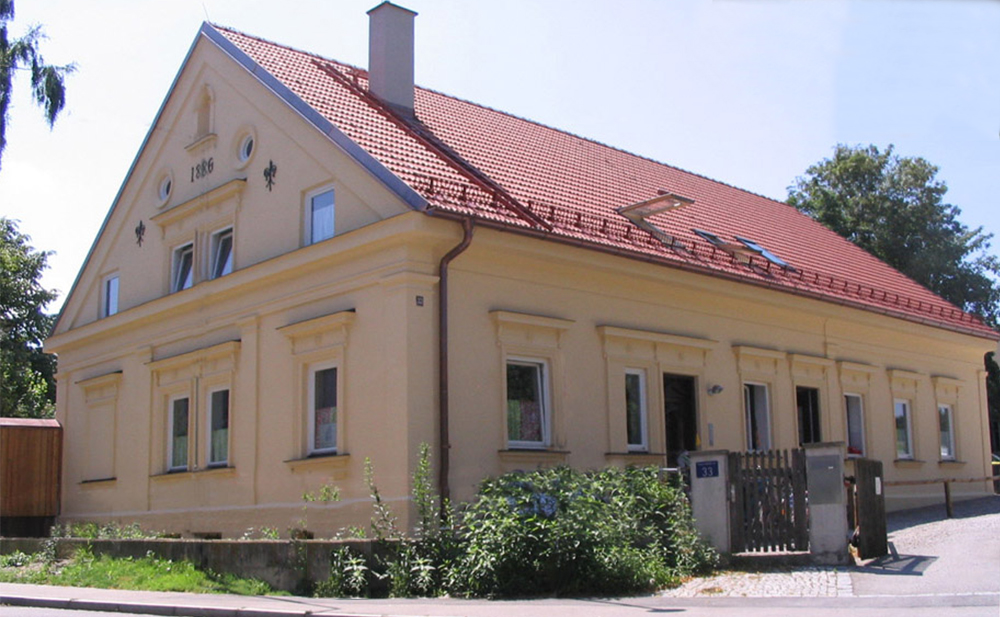 Außenperspektive Denkmalschutz Umbau Integrationskindergarten in Dachau