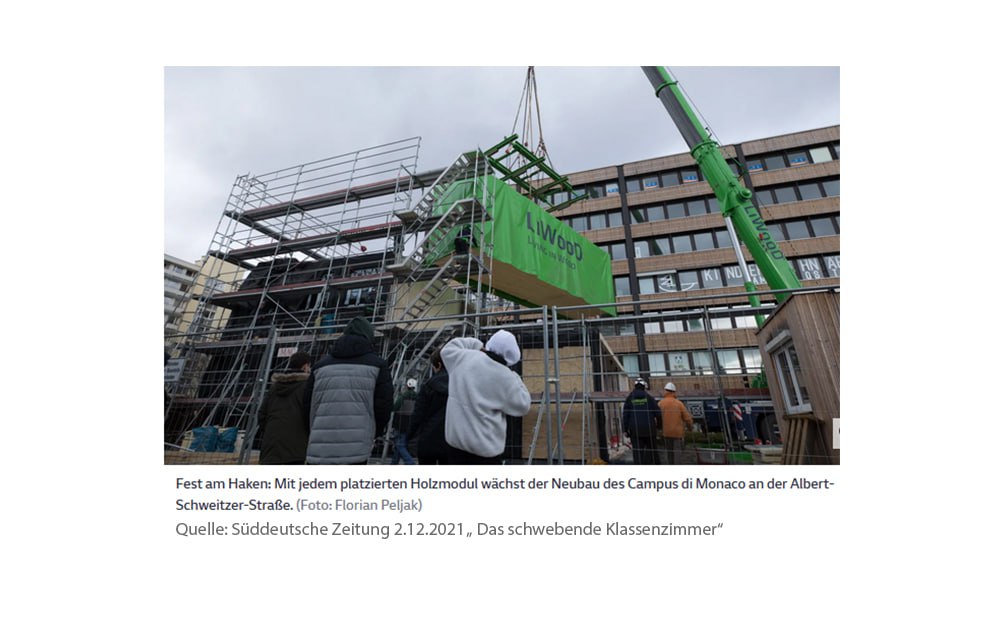 Holzmodulbau Montessorischule Zeitungsartikel 