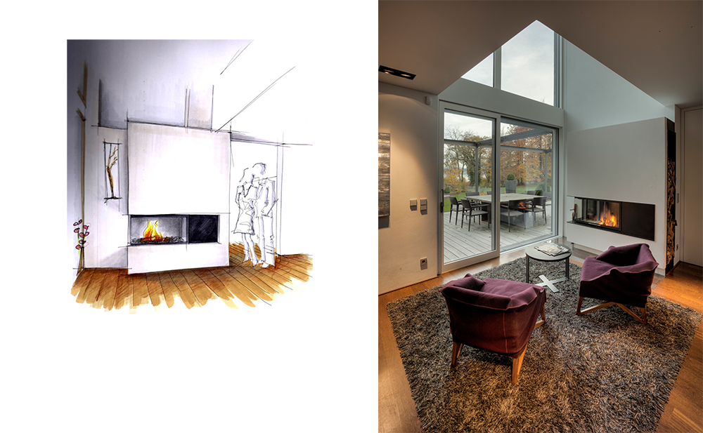 Innenperspektive Lounge Villa in Feldafing