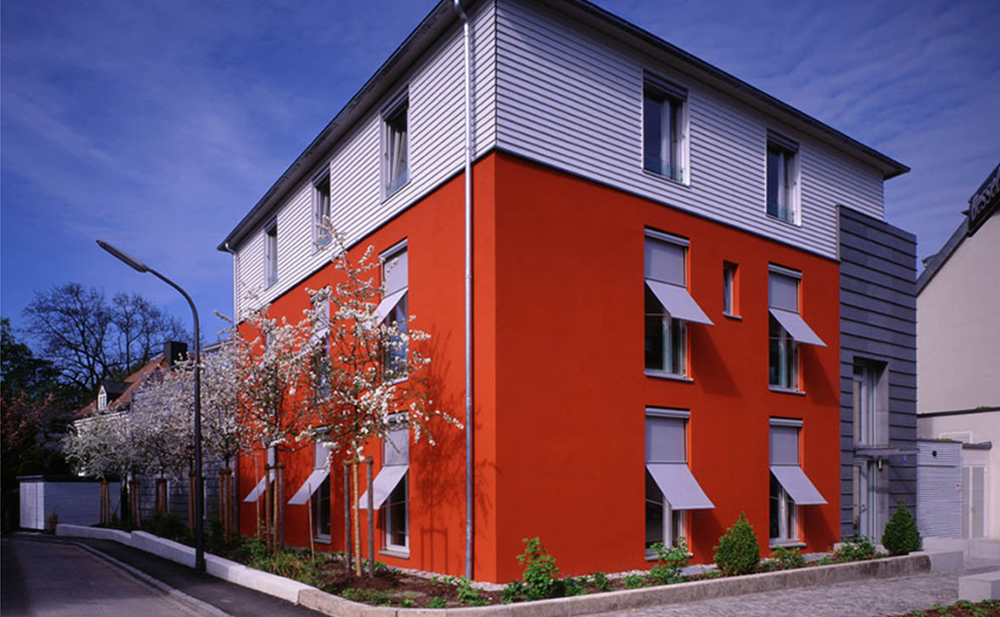 Außenperspektive Fassadengestaltung Wohn- und Geschäftshaus in München